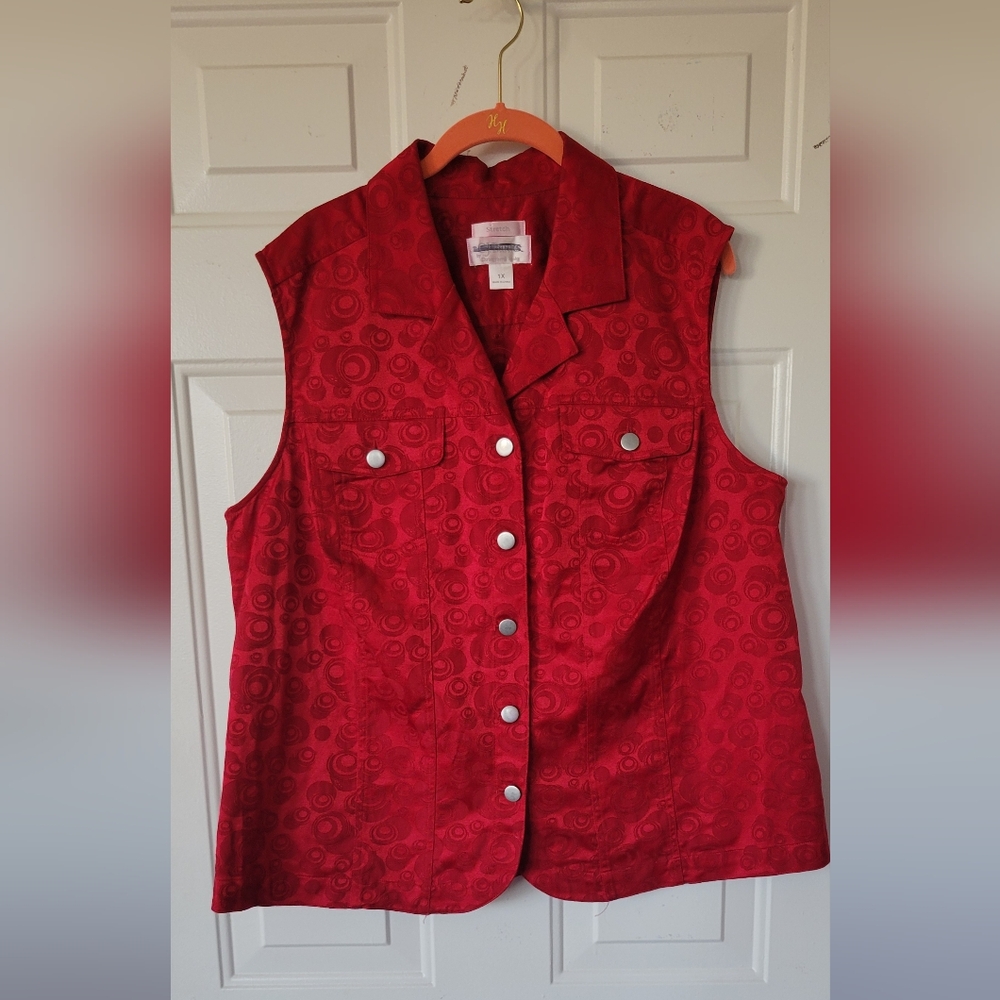 CJ Banks Red Notched Collar Vest